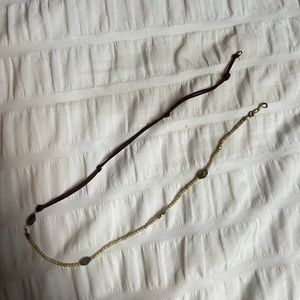 Genuine Bone Leather and Gem Necklace